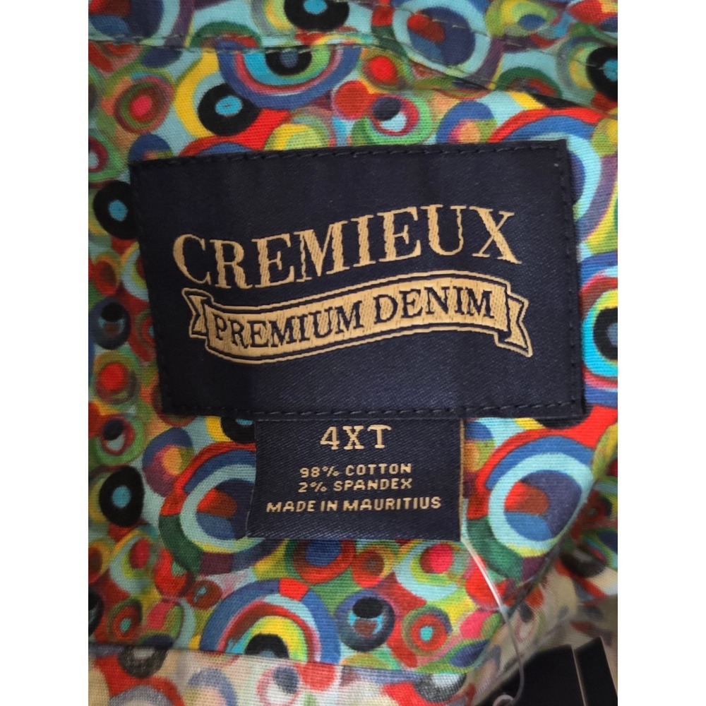 NWT Cremieux Premium Denim Mens 4XT Shirt Multi Color Circles Stretch Flip Cuff - Picture 6 of 8
